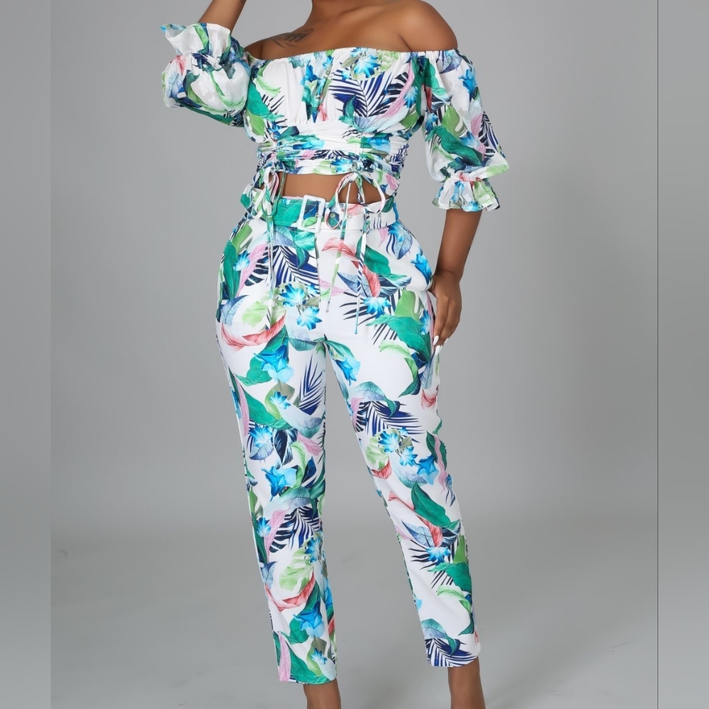 Blue Hawaiian Pant Set